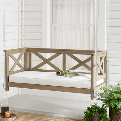 Mainstays Ella Rose 2-Person Cushioned Bench Porch Swing, Gray!

-Brand new in the box