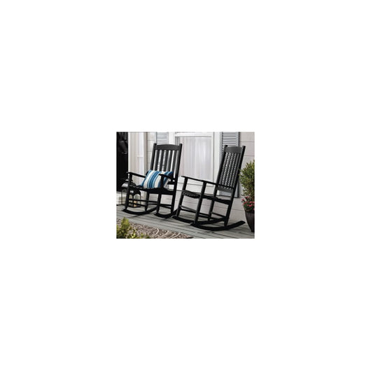 Mainstays Outdoor Wood Porch Rocking Chair, Black, Set of 2!

-Brand new and assembled -(One Chair Does Have a Small Crack on The Side of the butt, photos shown)