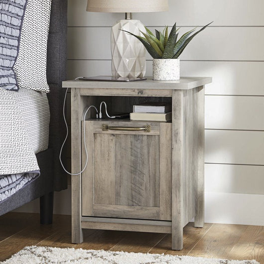 Better Homes & Gardens Better Homes & Gardens Modern Farmhouse USB Nightstand, Rustic Gray**New in Box**