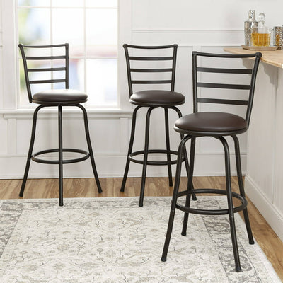 Mainstays Adjustable 24" or 29" Swivel Barstool, Bronze Finish and PU Leather, Set of 3!

-Brand new in the box 