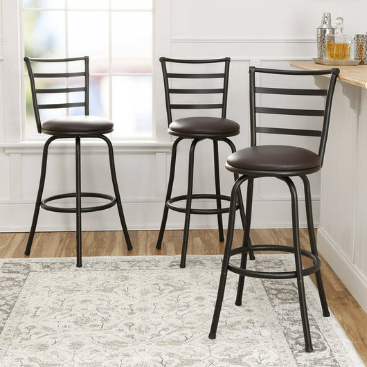 Mainstays Adjustable 24" or 29" Swivel Barstool, Bronze Finish and PU Leather, Set of 3!

-Brand new in the box 