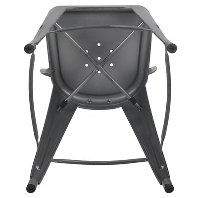 Flash Furniture Commercial Grade 30" High Distressed Silver Gray Metal Indoor-Outdoor Barstool with Back, Set of 4! (NEW IN BOX)