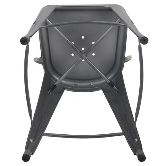 Flash Furniture Commercial Grade 30" High Distressed Silver Gray Metal Indoor-Outdoor Barstool with Back, Set of 4! (NEW IN BOX)