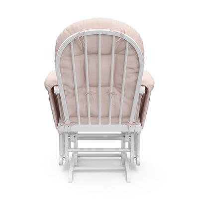 Storkcraft Hoop Glider and Ottoman, White Finish with Light Pink Cushions!

-Brand new in the box 