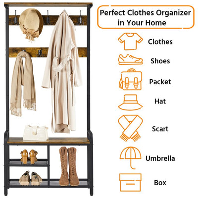 Yaheetech 72" H Multifunctional Hall Tree Entryway Coat Rack with Bench & Shoe Storage & 23 Ball-End Hooks Rustic Brown!

-Brand new in the box 