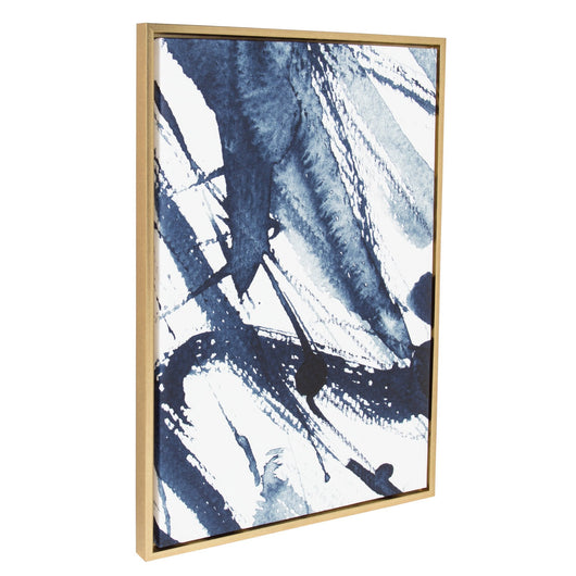 Kate and Laurel Sylvie Indigo Watercolor Abstract Print Framed Canvas Wall art by Amy Peterson
