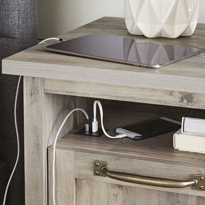 Better Homes & Gardens Better Homes & Gardens Modern Farmhouse USB Nightstand, Rustic Gray**New in Box**
