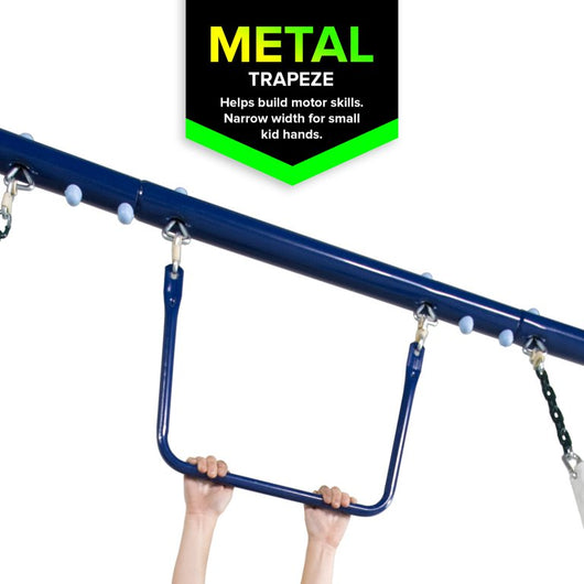 Sportspower Arcadia Metal Swing Set with 5ft Slide, Trapeze, 2 Person Glider Swing!

-Brand new in the box 