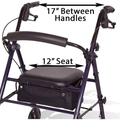 Carex Rollator Walker with Padded Seat, 6-inch Wheels, Cushioned Back Support and Storage Pouch, Black!

-Brand new out of the box 
