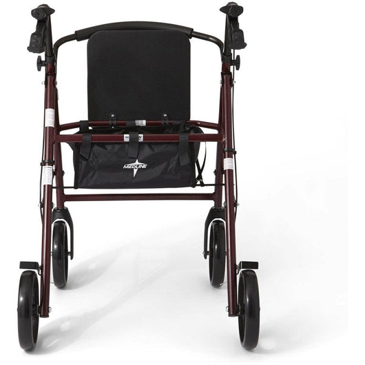 Medline Strong Steel Rollator, Folding Rolling Walker, 8" Wheels, 350lb Weight Capacity, Red Frame!

-Brand new and assembled