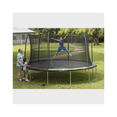 JumpKing 14ft Trampoline with Safety Enclosure, 200lb Weight Limit Black Lime Green!

-Brand new in the box 