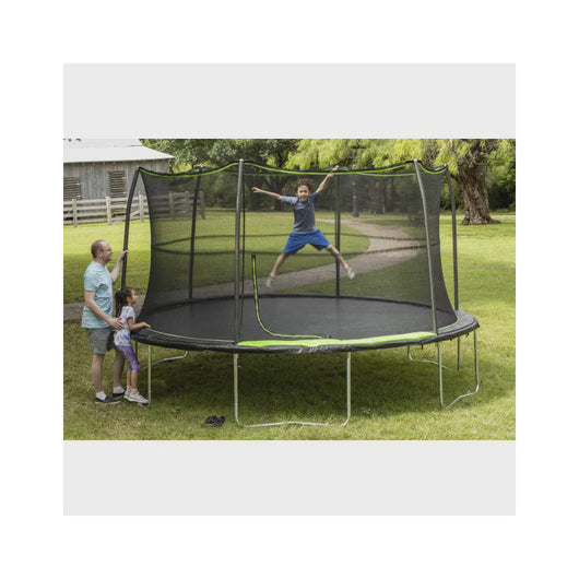 JumpKing 14ft Trampoline with Safety Enclosure, 200lb Weight Limit Black Lime Green!

-Brand new in the box 