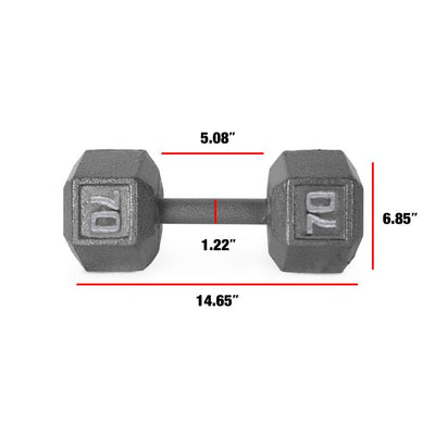 CAP Barbell Cast Iron Hex Dumbbell, Single 70 Lbs., Set of 2!

-Brand new out of the box, but does have some light cardboard on both 