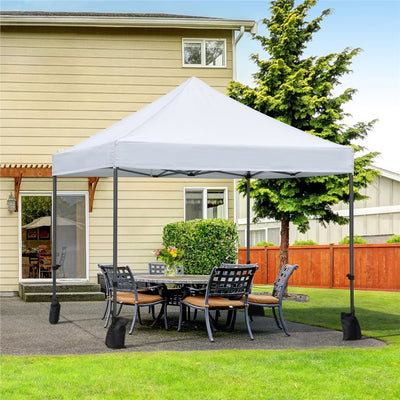 Yaheetech Outdoor 10x10ft Commercial Pop-up Canopy Adjustable Waterproof Instant Tent Shelter with Wheeled Carry Bag Sand Bags, White! (NEW - ONE DAMAGED FOOT - PHOTS SHOWN)