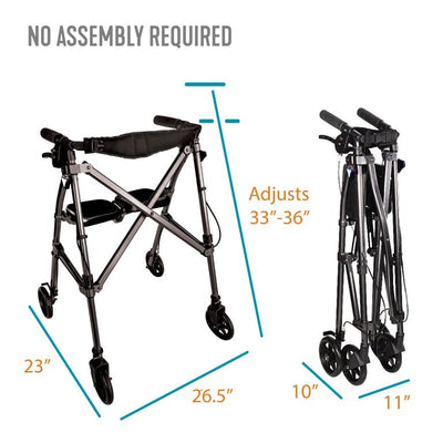 !!!REDUCED!!! Able Life Space Saver Rollator, Lightweight Folding Walker with Seat, Blue!