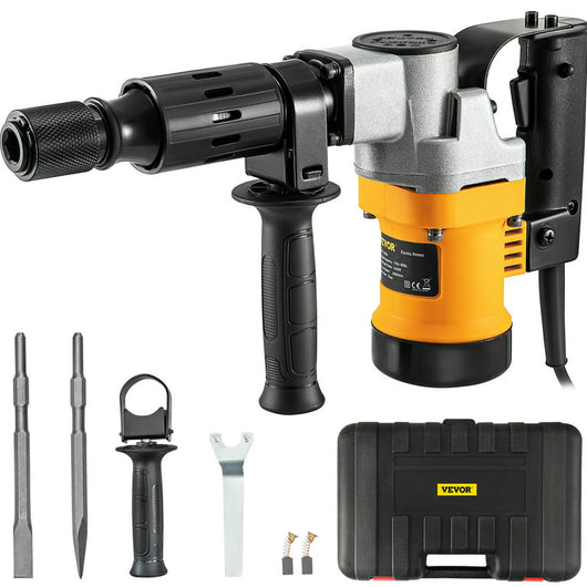 VEVOR Demolition Hammer, 0.67" 9.5 Amp Corded Concrete Breaker Accepts SDS-Plus Bits, 1050W Jack Hammer w/ Flat and Point Chisel Bits & Case, 6.5 Joule Concrete Jack for Breaking tough Ground & Wall!