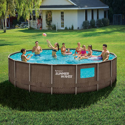 Summer Waves 18 ft Dark Double Rattan Crystal Vue Elite Frame Pool, Round, Ages 6+, Unisex! (NEW)

-Brand New In The Box 

(Final Sale Item- Please Read Description!)