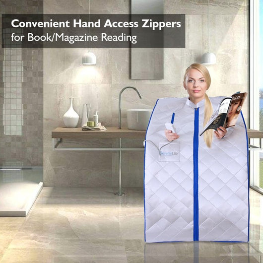 SereneLife Portable Infrared Home Spa 1 Person Steam Sauna with Foot Heating Pad!

-Brand new in the box