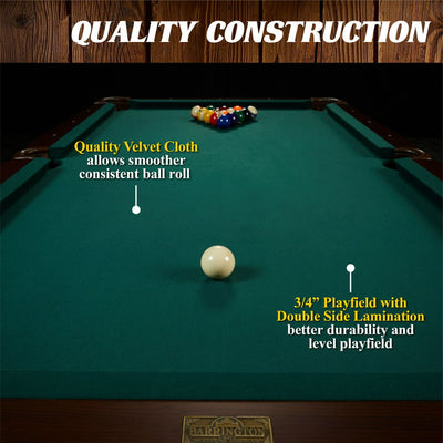 Barrington 90" Ball and Claw Leg Billiard, Pool Table with Cue Rack and Dartboard Set!