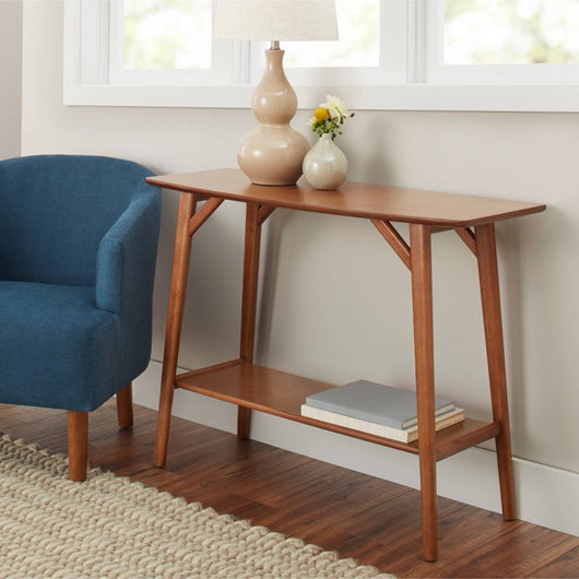 Better Homes & Gardens Reed Mid-Century Modern Console Table, Pecan!

-Brand new in the box 