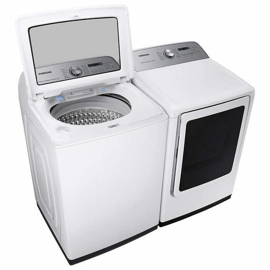 Samsung 5.1 cu. ft. Smart Top Load Washer with AcitveWave Agitator and 7.4 cu. ft. Smart ELECTRIC Dryer with Steam Sanitize+!

-Set is Brand New (Washer was Lightly Dented on The Front Side From Shipping) - (Photos Shown)