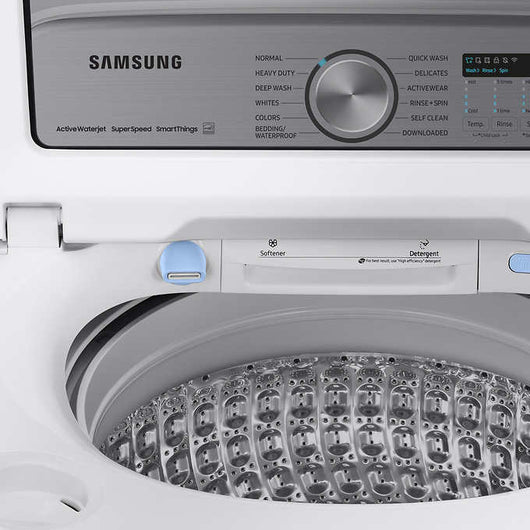 Samsung 5.1 cu. ft. Smart Top Load Washer with AcitveWave Agitator and 7.4 cu. ft. Smart ELECTRIC Dryer with Steam Sanitize+!

-Set is Brand New (Washer was Lightly Dented on The Front Side From Shipping) - (Photos Shown)