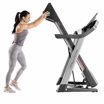 ProForm Pro 9000 Smart Treadmill!

-Brand new and already assembled! -(Has a small chip in plastic and color is rubbed off some under display Numbers, photos shown)