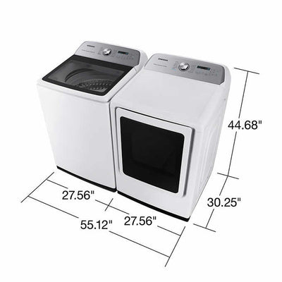 Samsung 5.1 cu. ft. Smart Top Load Washer with AcitveWave Agitator and 7.4 cu. ft. Smart ELECTRIC Dryer with Steam Sanitize+!

-Set is Brand New (Washer was Lightly Dented on The Front Side From Shipping) - (Photos Shown)