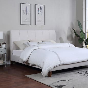 Piper Glen Queen Upholstered Bed, Beige!

-Brand new but out of the box wrapped in plastic. (Photos are shown. - Bed Was Looked over & Rewrapped to Keep New/Clean)