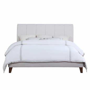 Piper Glen Queen Upholstered Bed, Beige!

-Brand new but out of the box wrapped in plastic. (Photos are shown. - Bed Was Looked over & Rewrapped to Keep New/Clean)