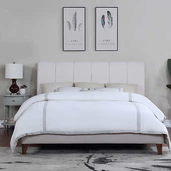 Piper Glen Queen Upholstered Bed, Beige!

-Brand new but out of the box wrapped in plastic. (Photos are shown. - Bed Was Looked over & Rewrapped to Keep New/Clean)