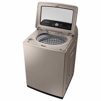 Samsung 5.0 cu. ft. Top Load Washer with Active Water Jet in Champagne!  -Brand new out of the box, but does have a small indent from shipping, photos shown