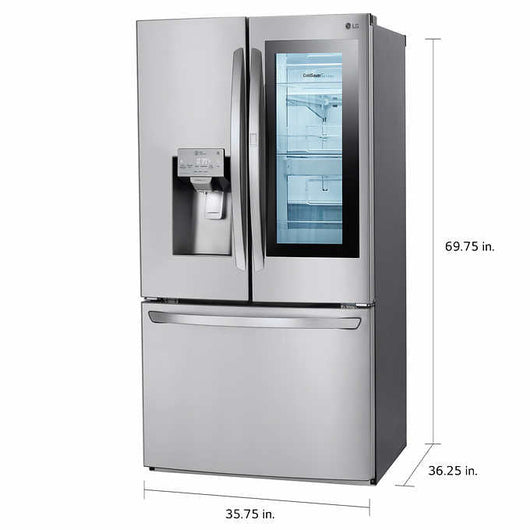 LG 27.5 cu. ft. Wi-Fi Enabled InstaView Refrigerator with Door-In-Door!

-Brand new, handles and shelves wrapped in factory plastic