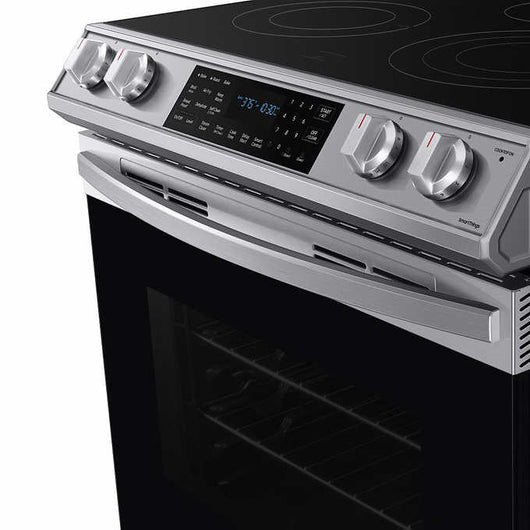 Samsung 6.3 cu. ft. Front Control Slide-in Electric Range with Air Fry!

-Brand new still has factory plastic 