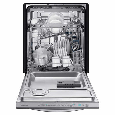 Samsung Top Control 48dBA Dishwasher with StormWash Cleaning and AutoRelease Door! (BRAND NEW - DENTED FRONT DOOR)

-New Never Used, but does have a dent on the front door from shipping, photos shown