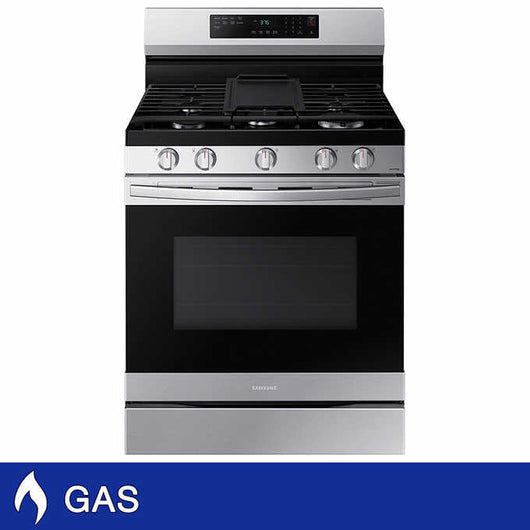 Samsung 6.0 cu. ft. Smart Freestanding Gas Range with No-Preheat Air Fry & Convection!  -Brand new, still has factory plastics  -CLEARANCE ITEM!!!   -   (AUTOMATICALLY 20% OFF AT CHECKOUT!!!   -   (PRICE AFTER 20% OFF = $399