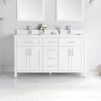 Ove Broadway 60" Double Sink Bathroom Vanity! (NEW/MISSING BACKSPLASH/CHIPPED CORNER)

-Brand new out of the box, has some light chips on two corners and front trim, photos shown