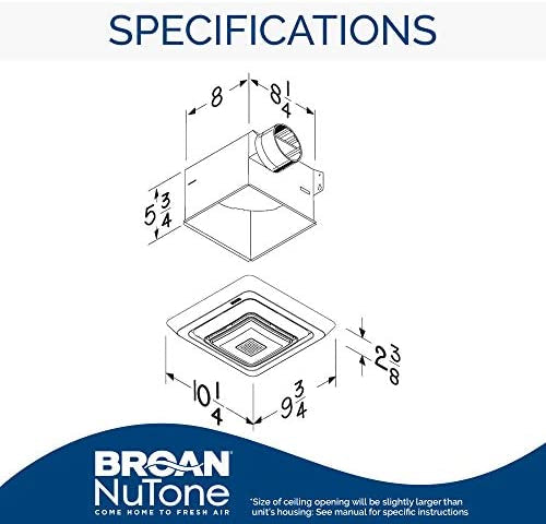 Broan-NuTone SPK80L Bluetooth Speaker Bathroom Ventilation LED Light, 80 CFM, 2.5 Sones Bath Fan, White- new in box