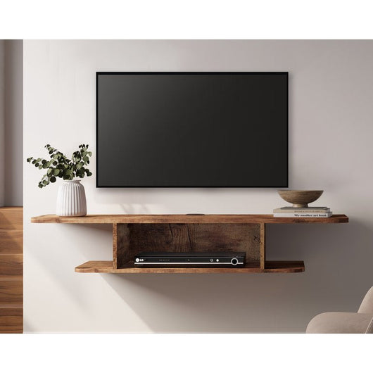 FITUEYES Wall Mounted Entertainment Center 2 Tier Modern Floating TV Stand Media Console, Brown**New in box**