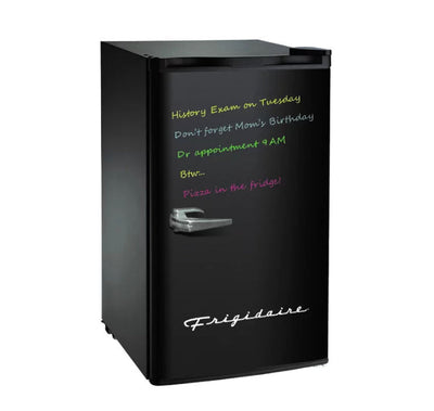 Frigidaire 3.2 Cu ft Retro Dry Erase Compact Refrigerator, Black- NEW OUY OF THE BOX AND TESTED!!! (Minor dents from shipping)