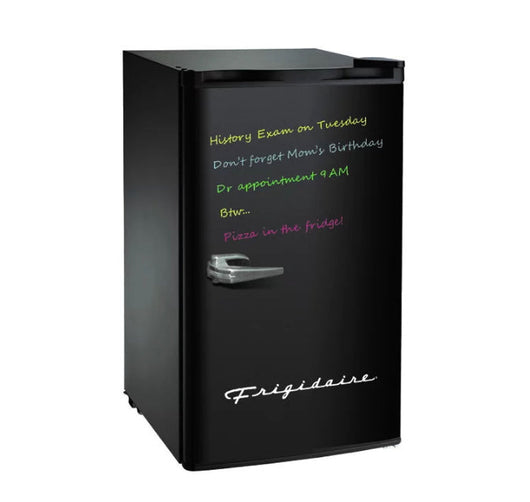 Frigidaire 3.2 Cu ft Retro Dry Erase Compact Refrigerator, Black- NEW OUY OF THE BOX AND TESTED!!! (Minor dents from shipping)