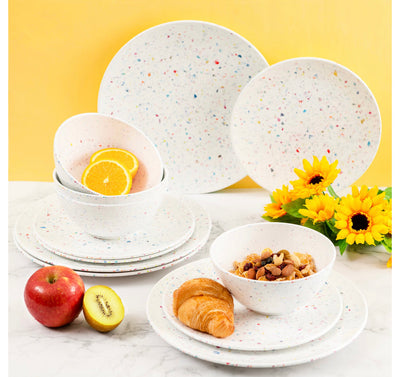 Zak Designs 12 pc Dinnerware Set, Confetti (new in the box)