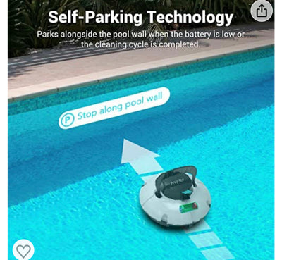 RENEWED AIPER Cordless Robotic Pool Cleaner, Pool Vacuum with Dual-Drive Motors, Self-Parking, Lightweight, Perfect for Above/In-Ground Flat Pools up to 35 Feet (Lasts 50 Mins)