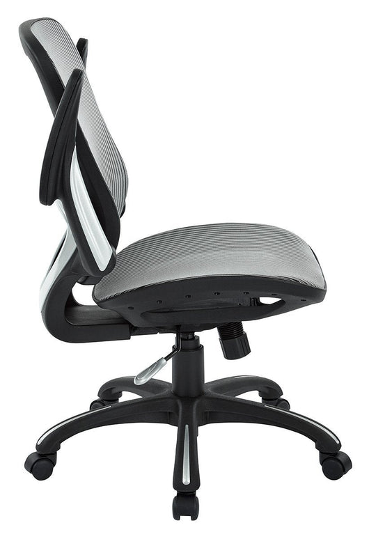 Office Star Ventilated Manager's Office Desk Chair with Breathable Mesh Seat and Back, Black Base, Grey**New and assembled**