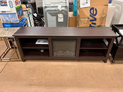 Walker Edison Wren Classic 4 Cubby Fireplace TV Stand for TVs up to 80 Inches, 70 Inch, Espresso!  -Brand new & Assembled but does have some small defect forms shipping, a crack across the top, photos shown