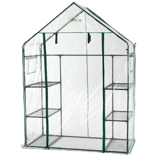Machrus Ogrow Deluxe Walk-In Greenhouse with 3 Tiers and 6 Shelves - Clear Cover**New in Box**