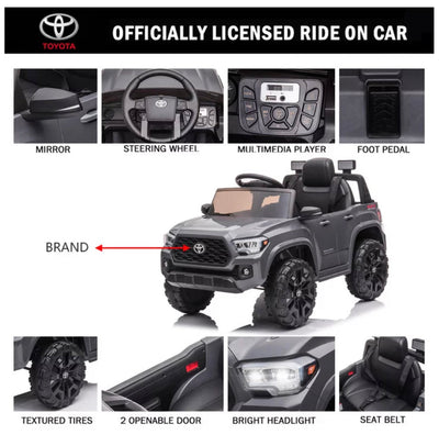 uhomepro Gray 12 V Toyota Tacoma Powered Ride On Car with Remote Control, LED Lights & MP3 Player- NEW IN BOX!!!