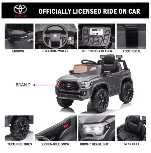 uhomepro Gray 12 V Toyota Tacoma Powered Ride On Car with Remote Control, LED Lights & MP3 Player- NEW IN BOX!!!