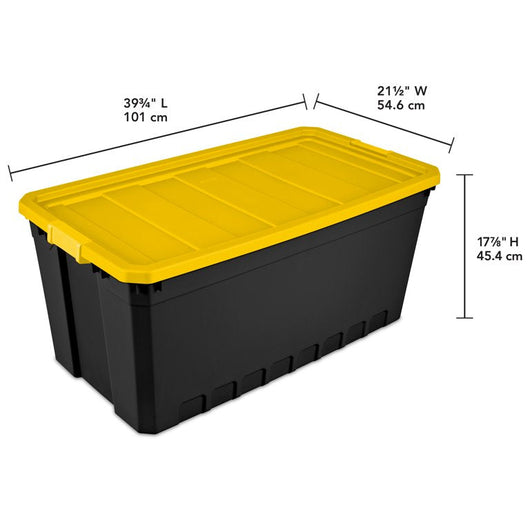 Sterilite Plastic 50 Gallon Stacker Tote, Yellow Lily Single**New**