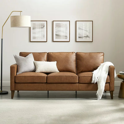 Hillsdale Jianna Faux Leather Sofa, Saddle Brown**new in box**